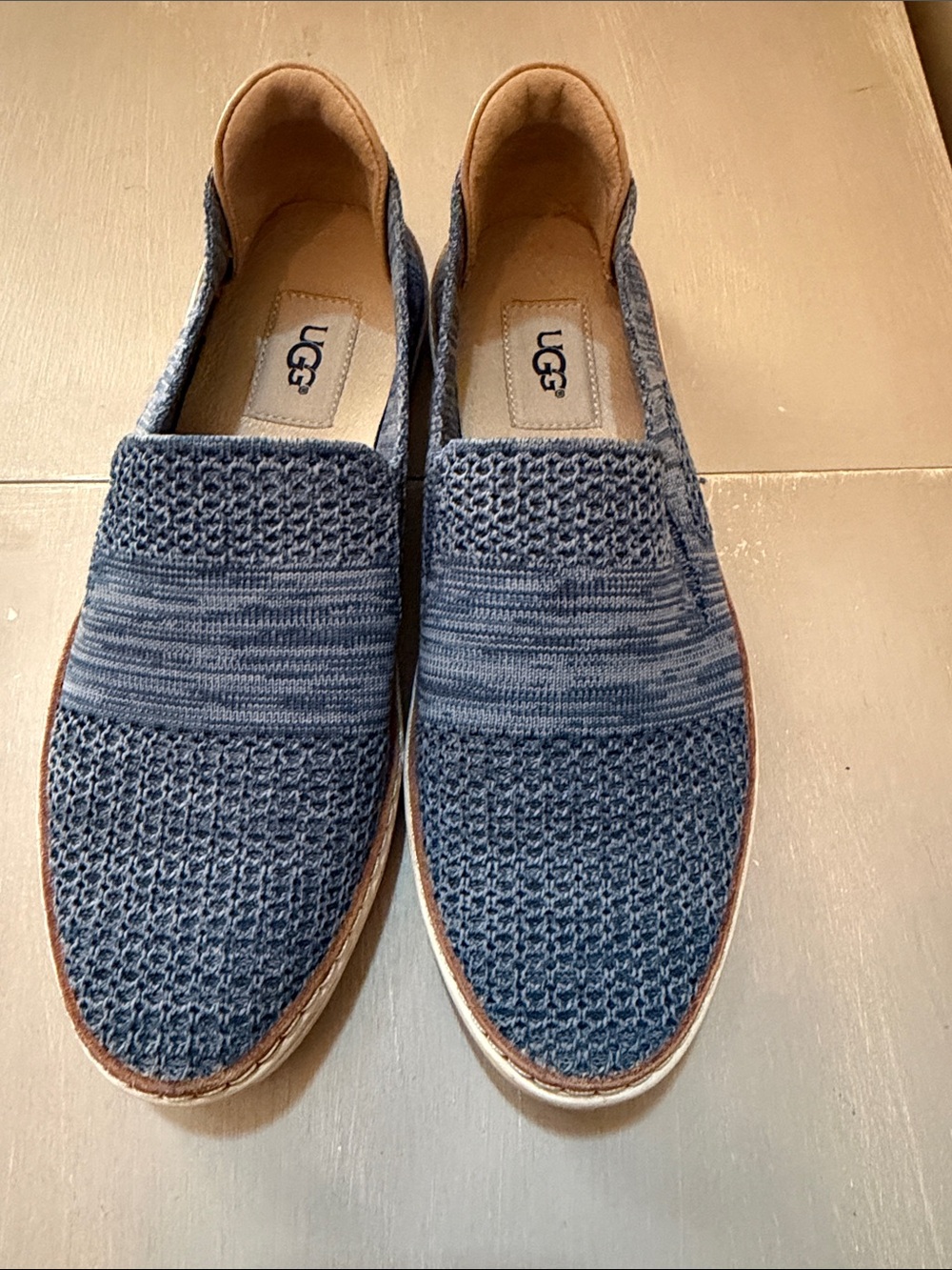 UGG women Blue Knit Slip-On Loafers